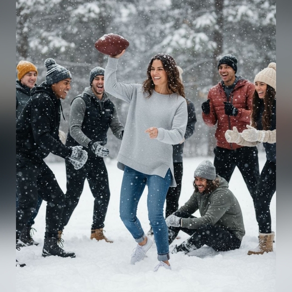 Danskin - NWOT, Ladies Gray Sweatshirt, Long Sleeves, Over Lapping Slits On Both - Picture 1 of 10